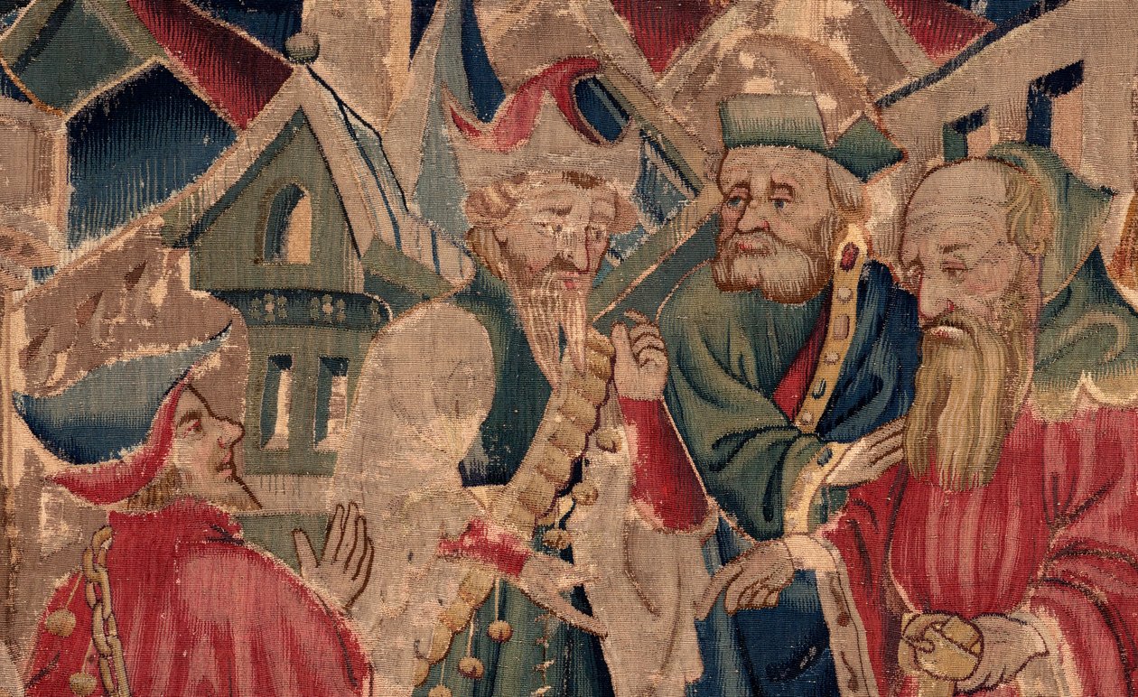 Historien om Saint Piat og Saint Eleuthère, scene 14: Pesten knekker byen Tournai. Detalj. av Unknown artist
