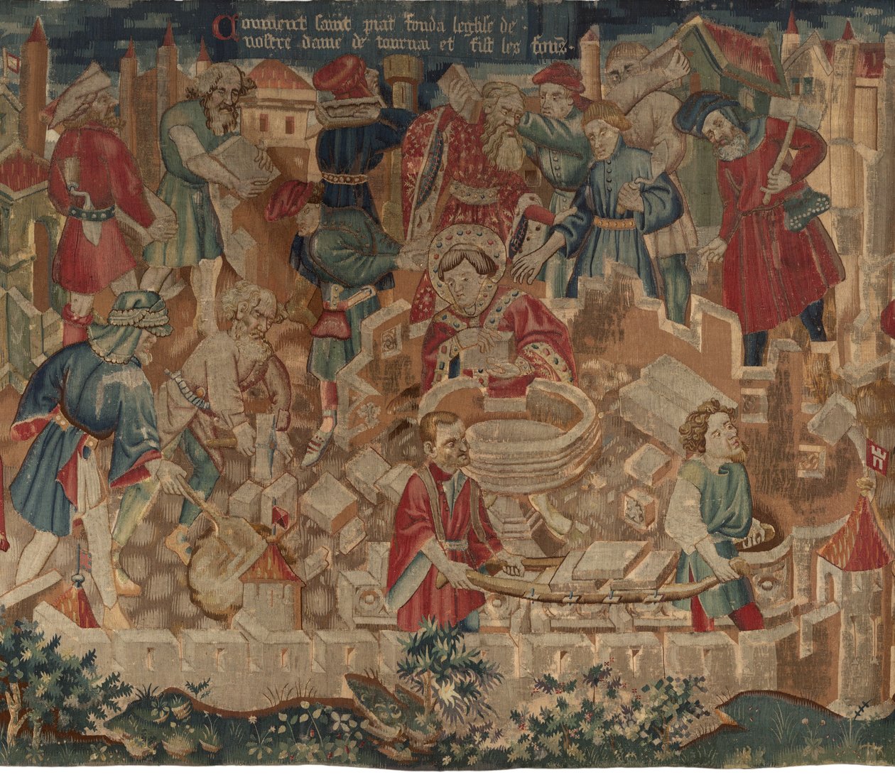 Historien om Saint Piat og Saint Eleuthère, Scene 5: Hvordan den hellige Piat grunnla Vår Frue kirke og laget døpefontene av Unknown artist