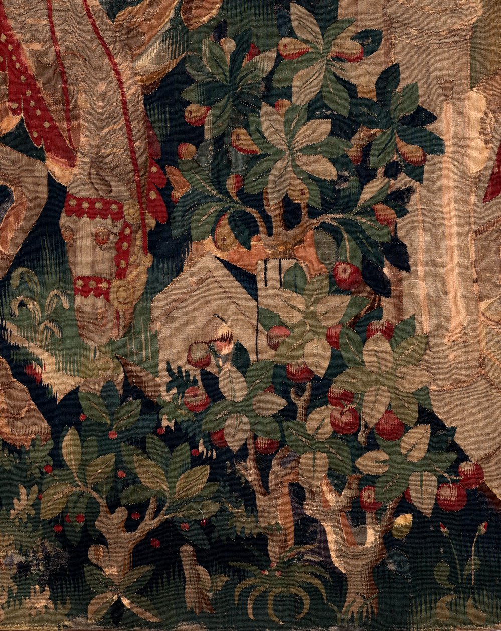 Historien om Saint Piat og Saint Eleuthère, scene 8 Detalj midt til høyre. Naturscene, busker. av Unknown artist