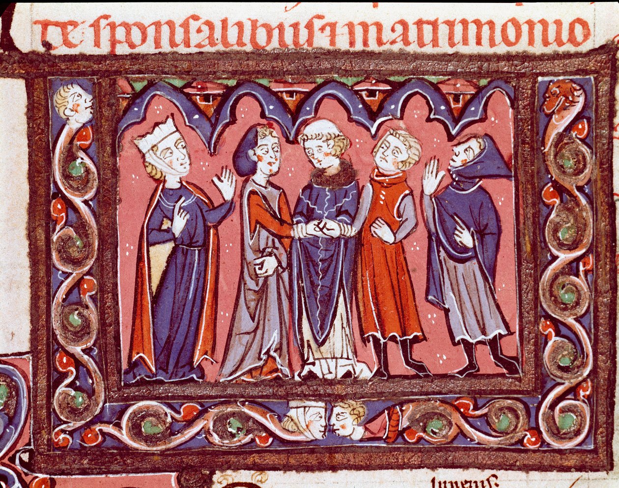 Historie om kanonisk lov: "" bryllupsseremoni""" Miniatyr fra "Decretales"" av Giovanni d