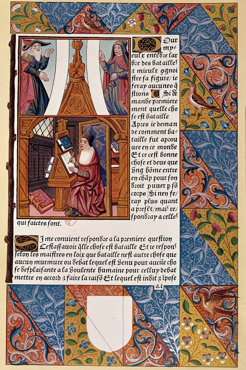Trykkhistorie: utgiver Antoine Verard (? -1513) komponerer boken sin. Fra et manuskript fra 1494. av Unknown artist