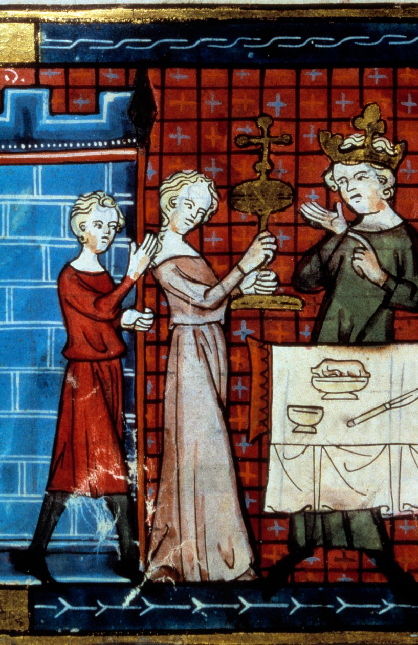 Den hellige gral prosesjon. Miniatyr fra "" Tale du Grail"" av Unknown artist