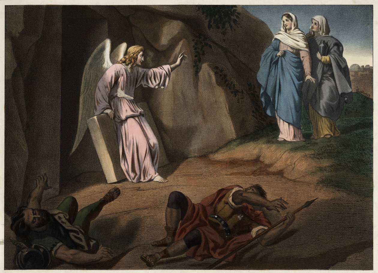 Hellige kvinner besøker Kristus ved graven. Anonym gravering fra 1800-tallet. av Unknown artist
