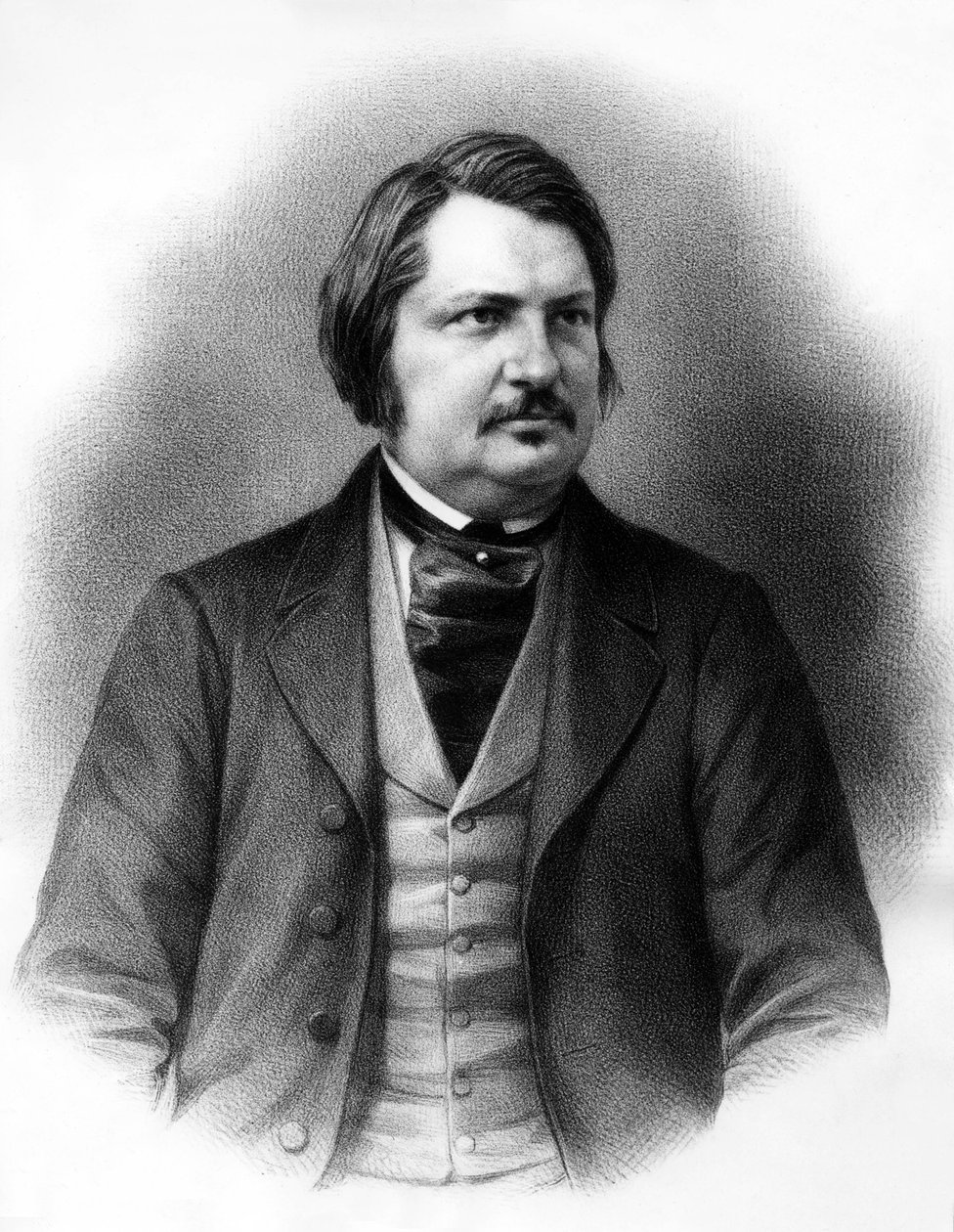 Honore de Balzac (1799-1850) fransk forfatter, ca. 1840 (gravering) av Unknown artist