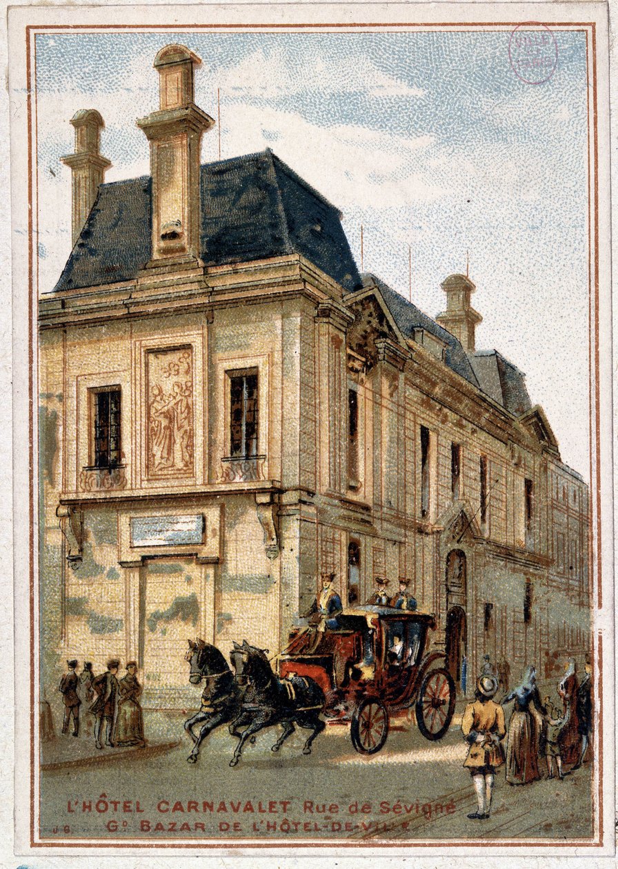 Hotel Carnavalet, reklame for butikken” Rådhusets store basar”, v. 1895 av Unknown artist