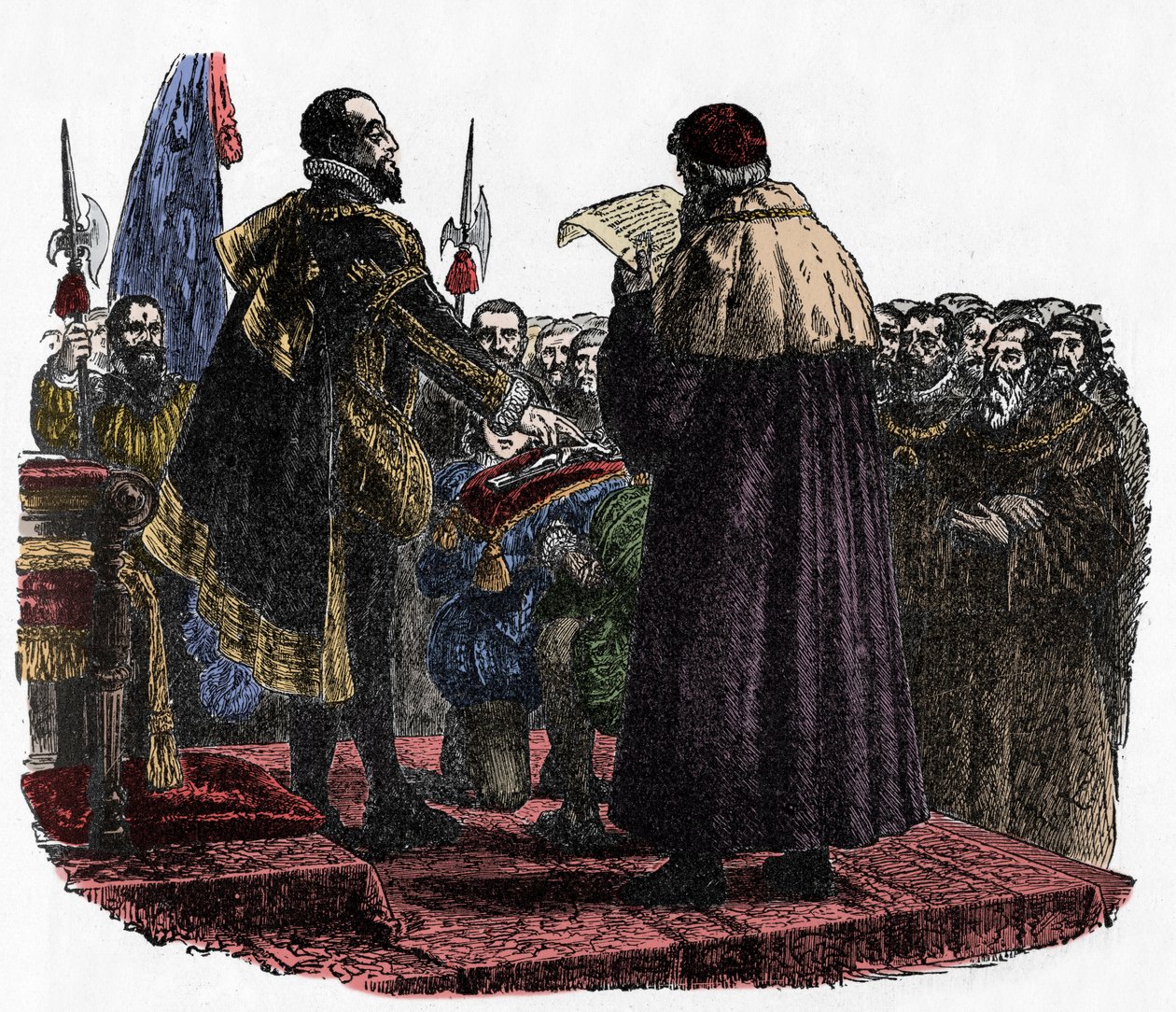 Hugh Capet avlegger suverenens ed - Hugues Capet (ca. 941-996) konge av frankerne, uttalte suverenens ed i 987 -1882 av Unknown artist