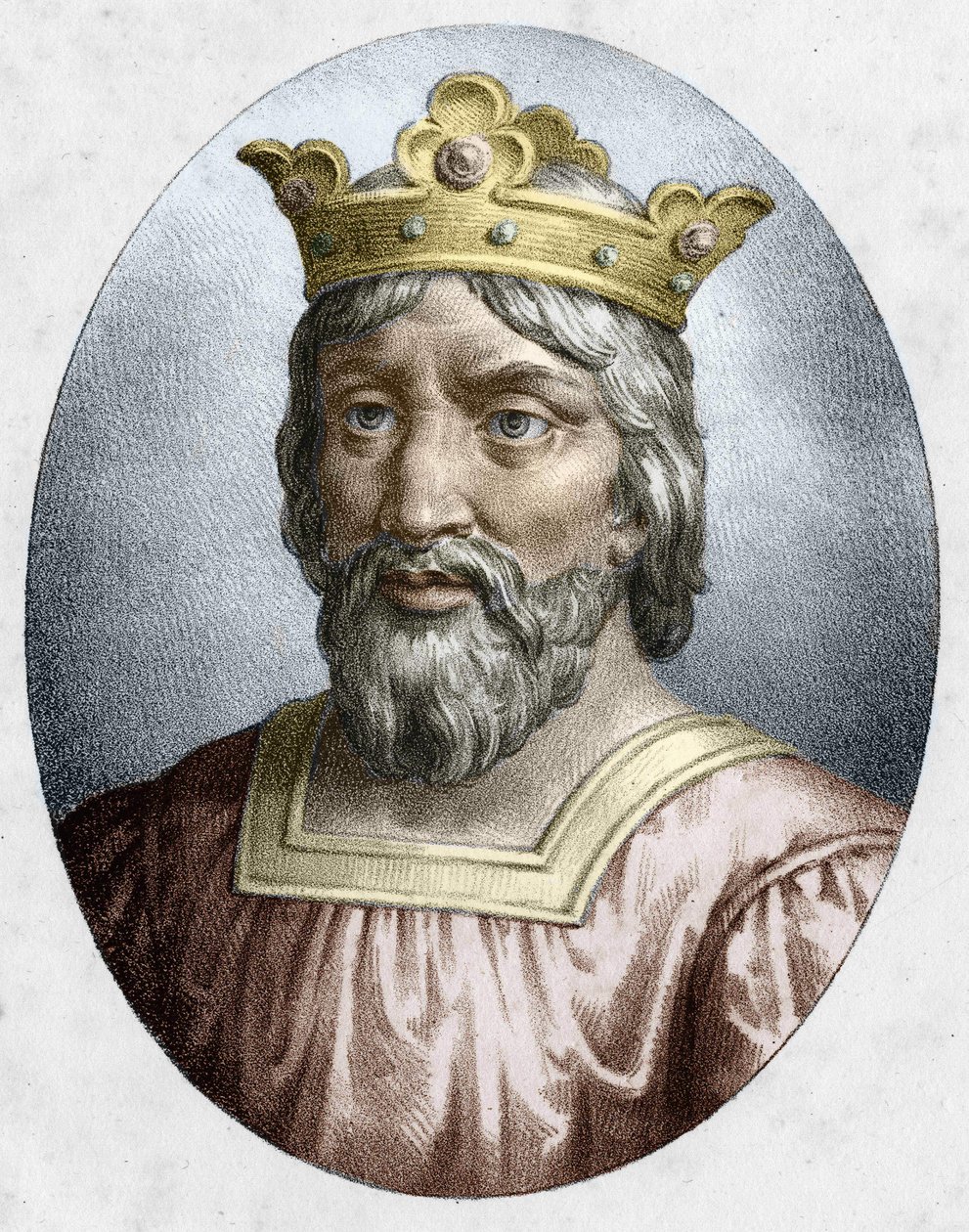 Hugues Capet (941-996), King of France, founder of the Capetian dynasty. Engraving of the 19th century. av Unknown artist