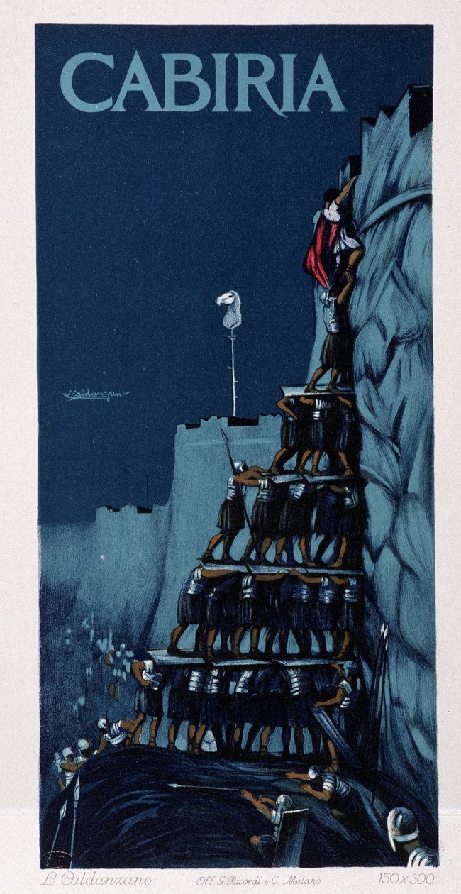Menneskelig tårn, plakat av "Cabiria", film av Giovanni Pastrone, aka Piero Fosco av Unknown artist