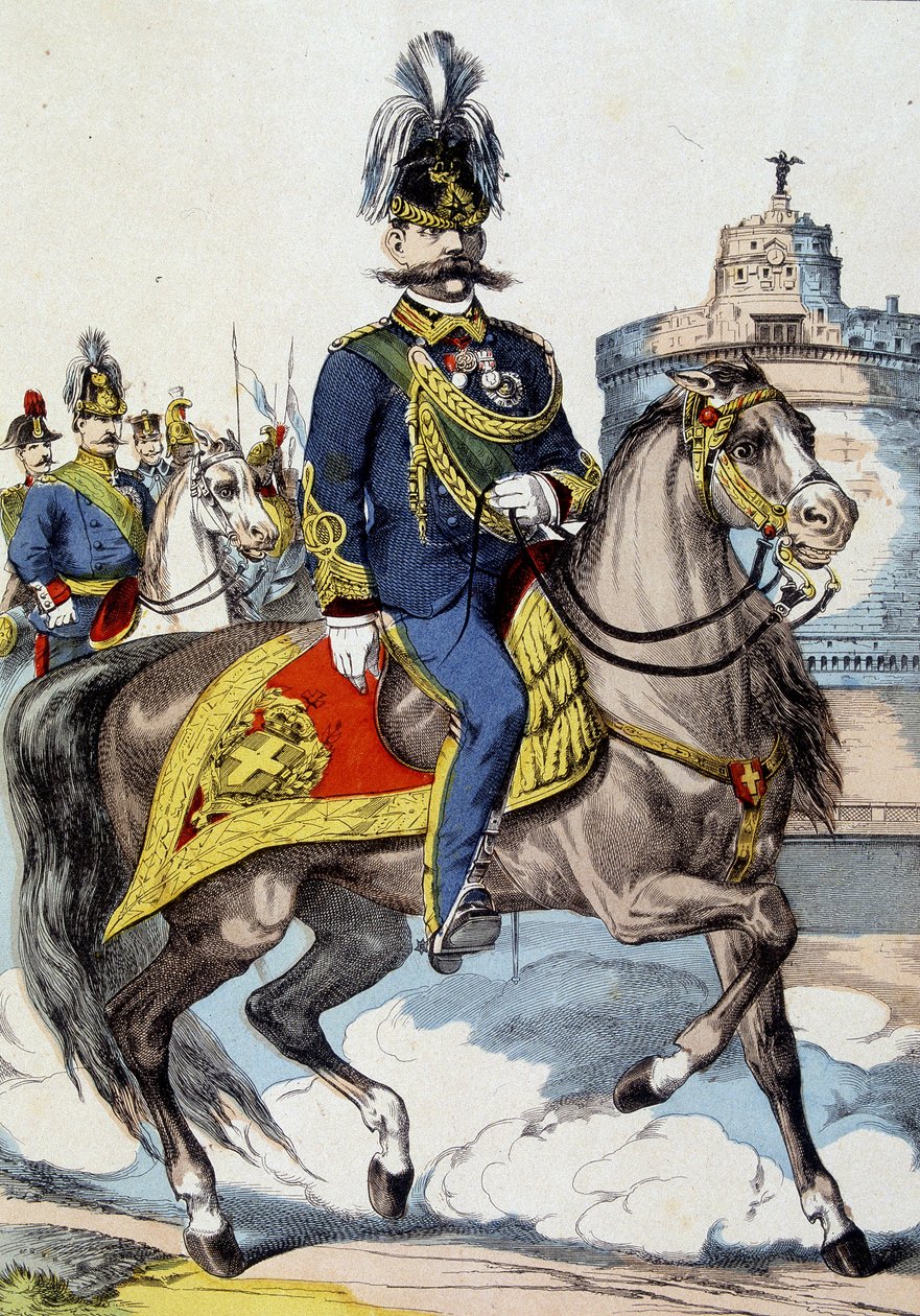 Humbert I til hest, konge av Italia av Unknown artist