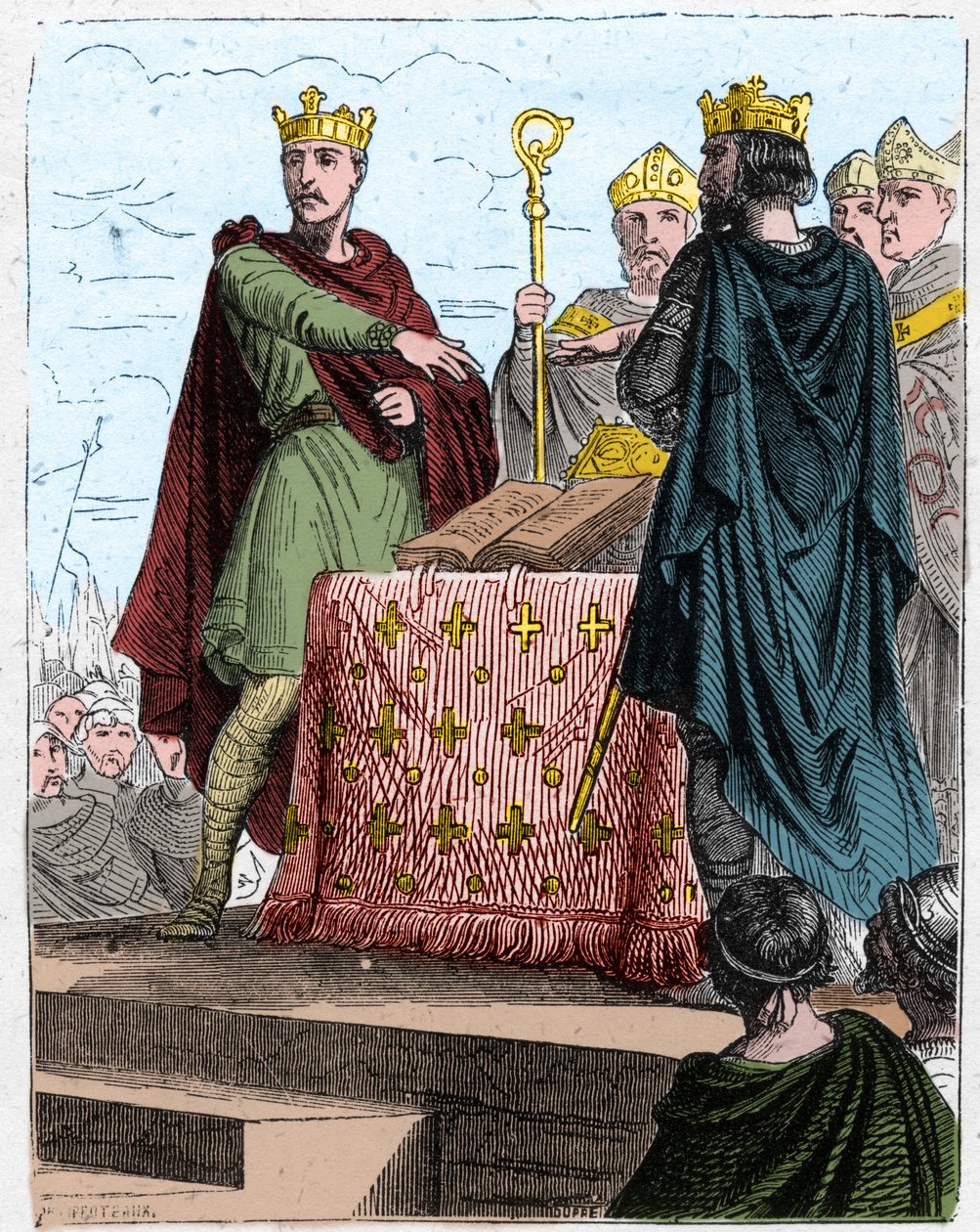 Hundreårskrig: Behandler Bretigny 8. mai 1360, på slottet i Bretigny (nær Chartres), mellom de fullmektige til kong Edward III av England og de til Charles, sønn av kong John II av Frankrike. av Unknown artist