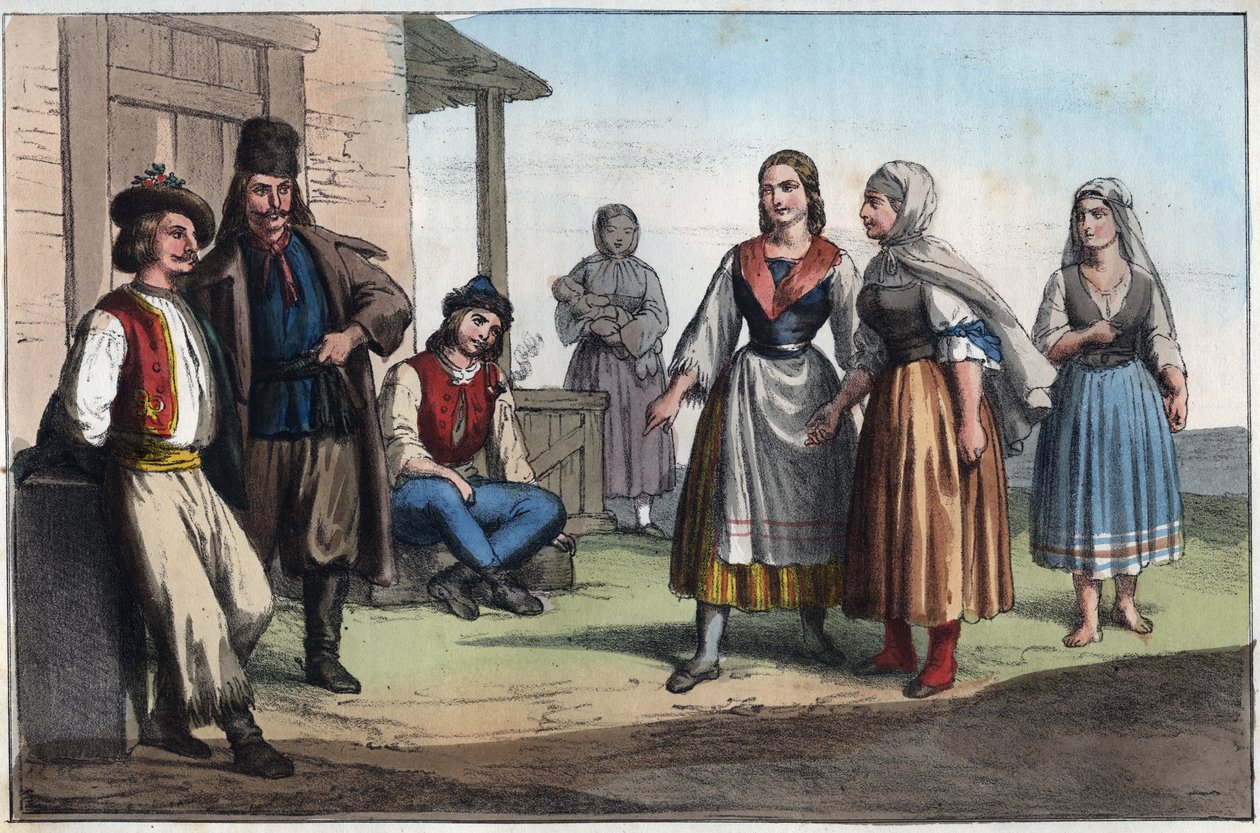Ungarsk bonde på 1800-tallet - gravering fra "" skikker og tradisjoner til alle folkeslag i universet. Det vil si historien om regjeringen, lovene, militsen, om religionen til alle nasjoner fra de fjerneste tider til i dag "1856 av Unknown artist
