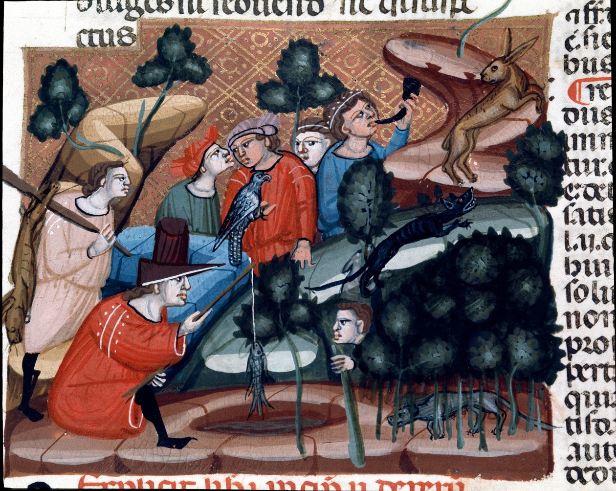 Jaktscener Miniatyr hentet fra Justinian Code (Codex Justinianus), en samling lover og institusjoner utgitt under den romerske keiseren Justinian I av Byzantium (483-565) av Unknown artist