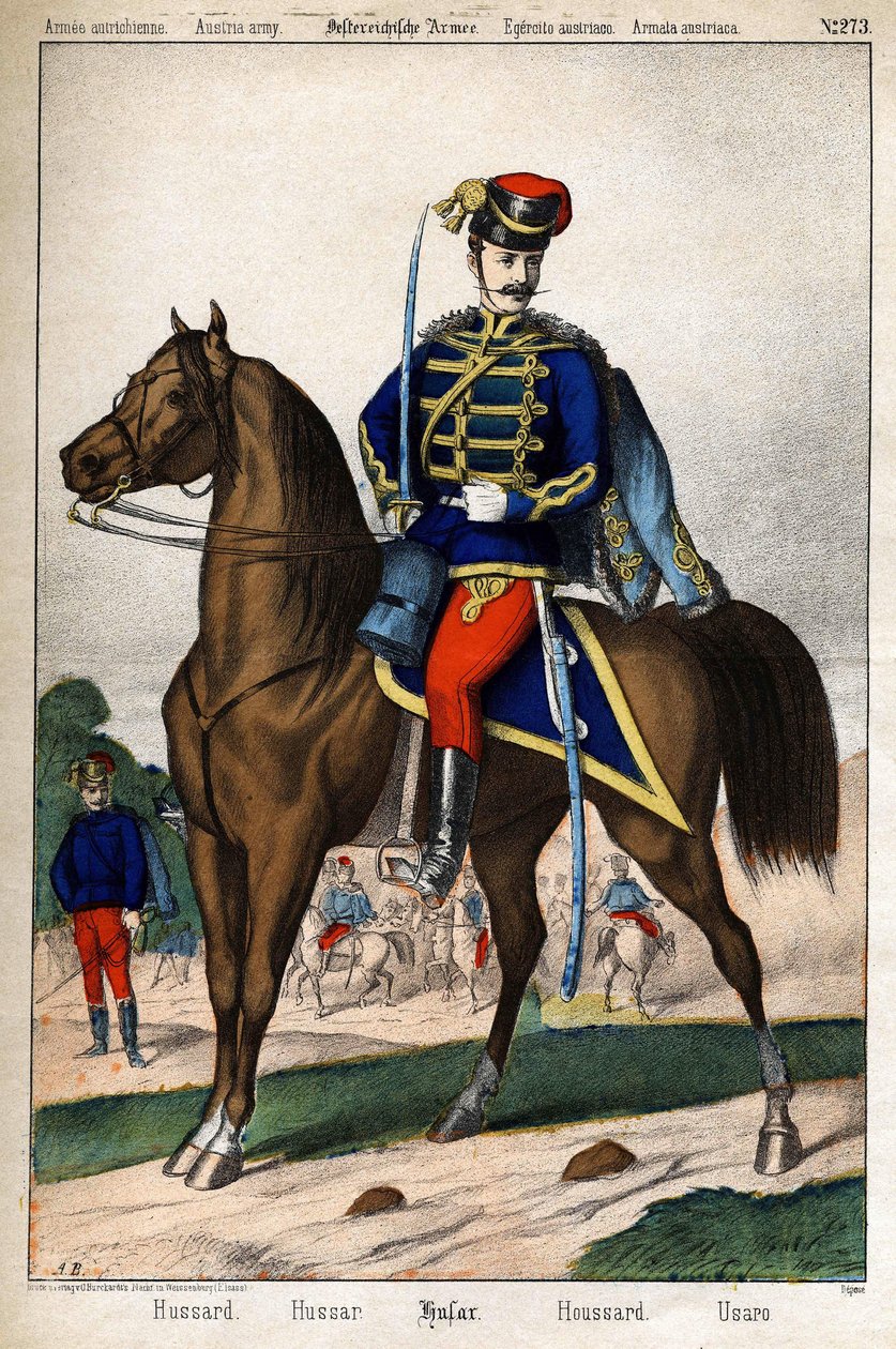 Hussard fra den østerrikske Armee. Gravering sd. 1800-tallet. av Unknown artist