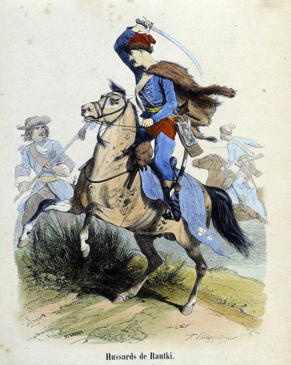 Husarer av Rautki i 1720 jagerfly. av Unknown artist