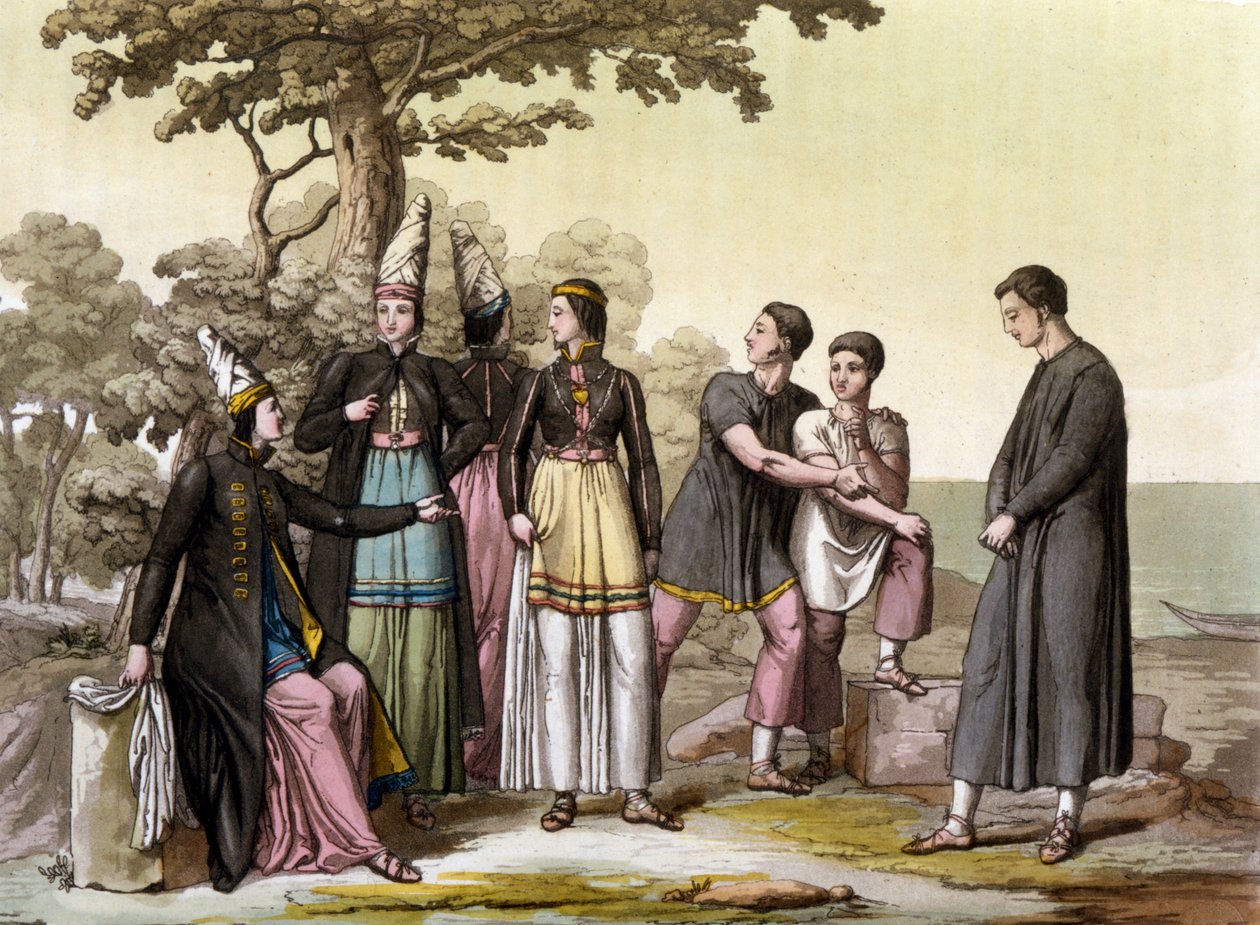 Islandske kostymer - i "" The Old and Modern Costume"" av Jules Ferrario av Unknown artist