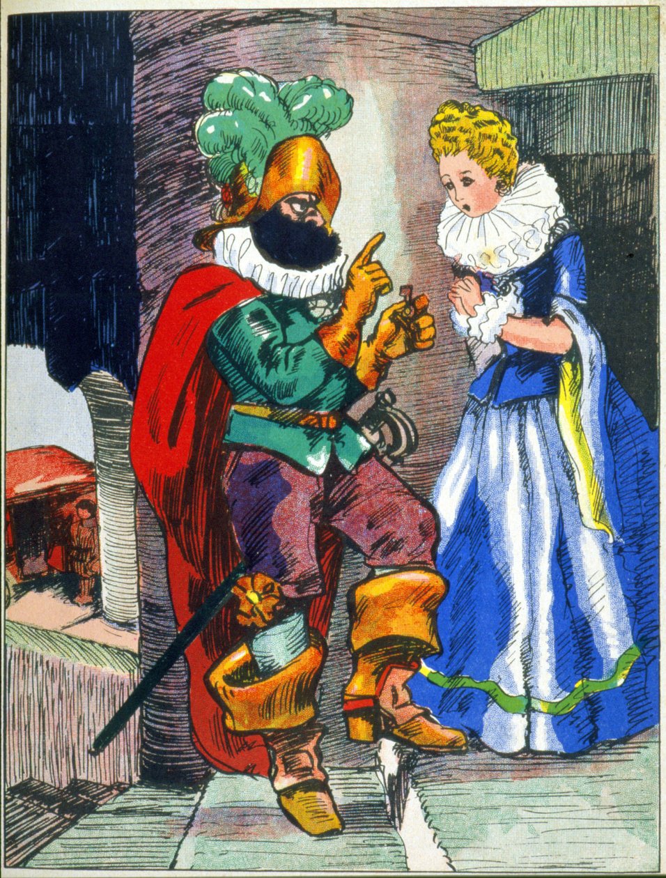 Illustrasjon til Blue Beard Tales av Perrault, tidlig på 1900-tallet (trykk) av Unknown Artist