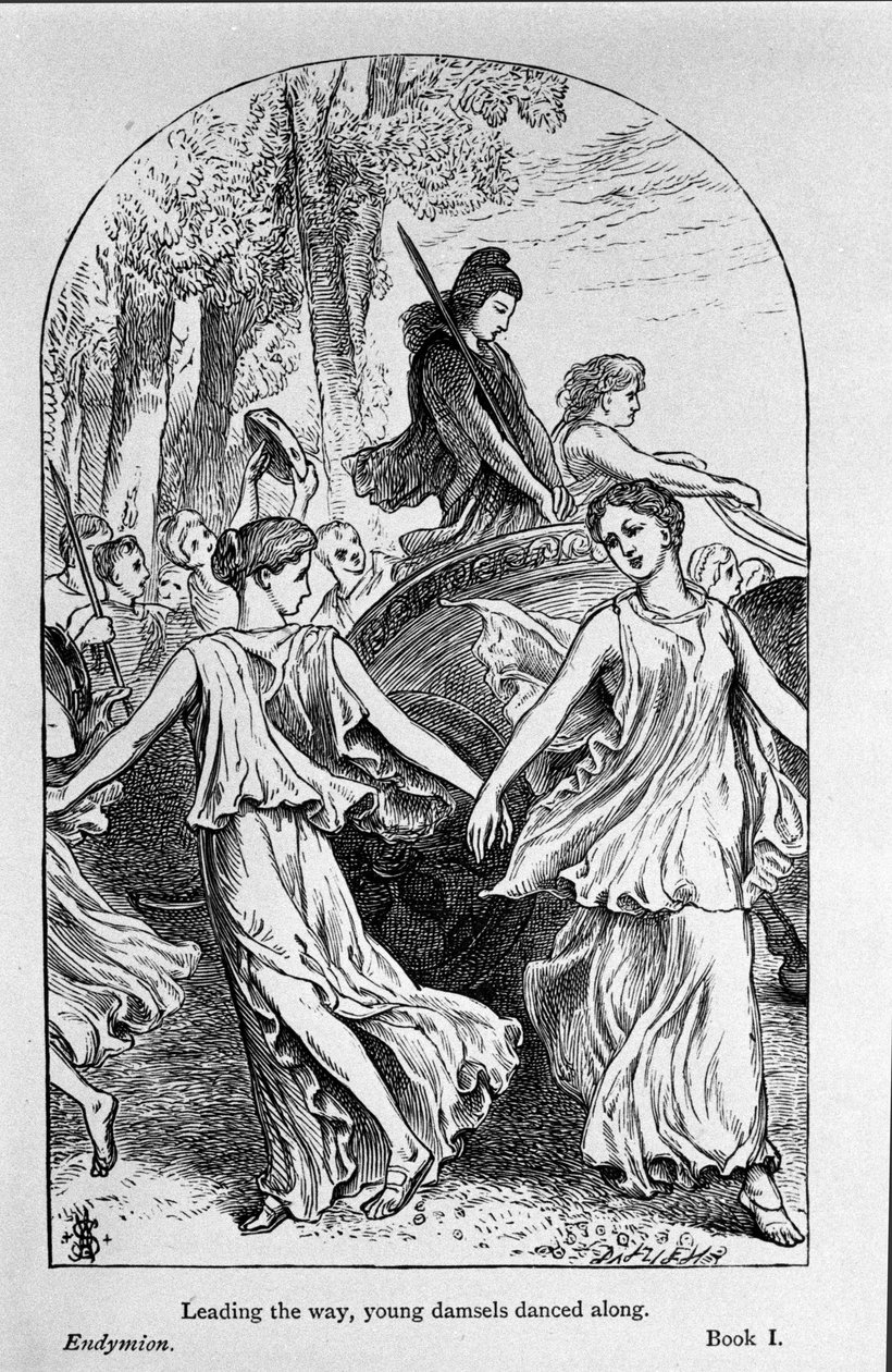 Illustrasjon for "Endymion" av poeten John Keats (1795-1821) 1800-tallet av Unknown artist