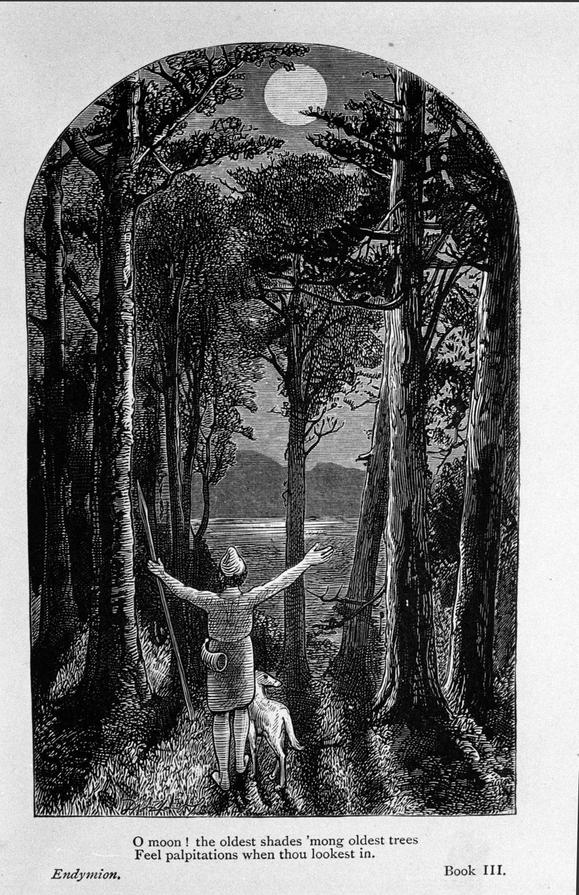 Illustrasjon for "Endymion" av poeten John Keats (1795-1821) 1800-tallet av Unknown artist