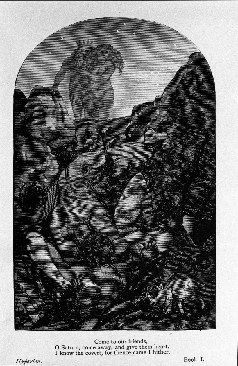 Illustrasjon for "Hyperion" av poeten John Keats (1795-1821) 1800-tallet av Unknown artist