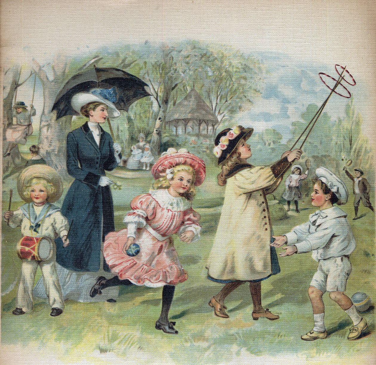 Illustrasjon i «Ginette og Raymonds dag», tidlig på 1900-tallet. av Unknown Artist