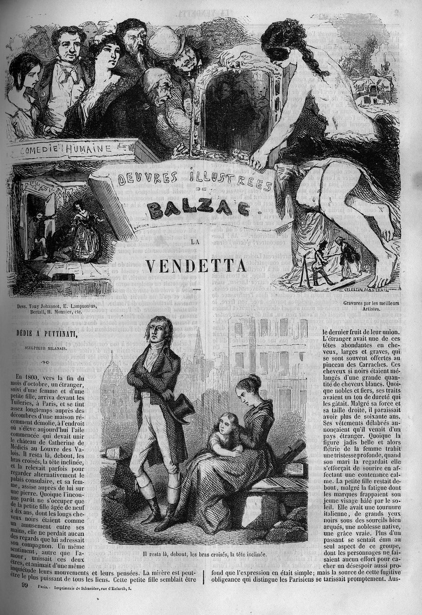 Illustrasjon av "The Vendetta", roman av Honore de Balzac (1799-1850). av Unknown artist