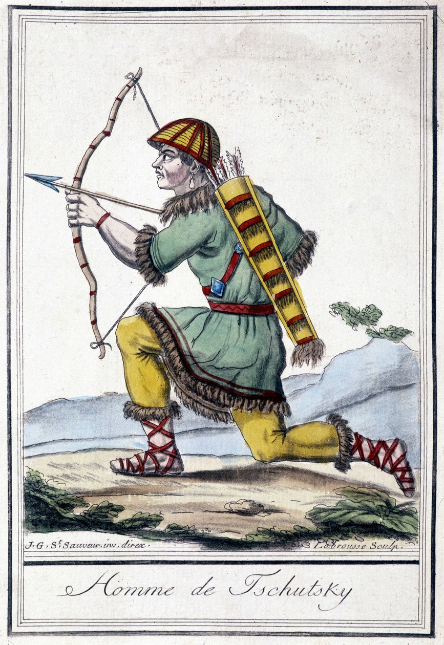 Illustrasjon av en russisk jeger (Tschutsky) på 1800-tallet. av Unknown artist