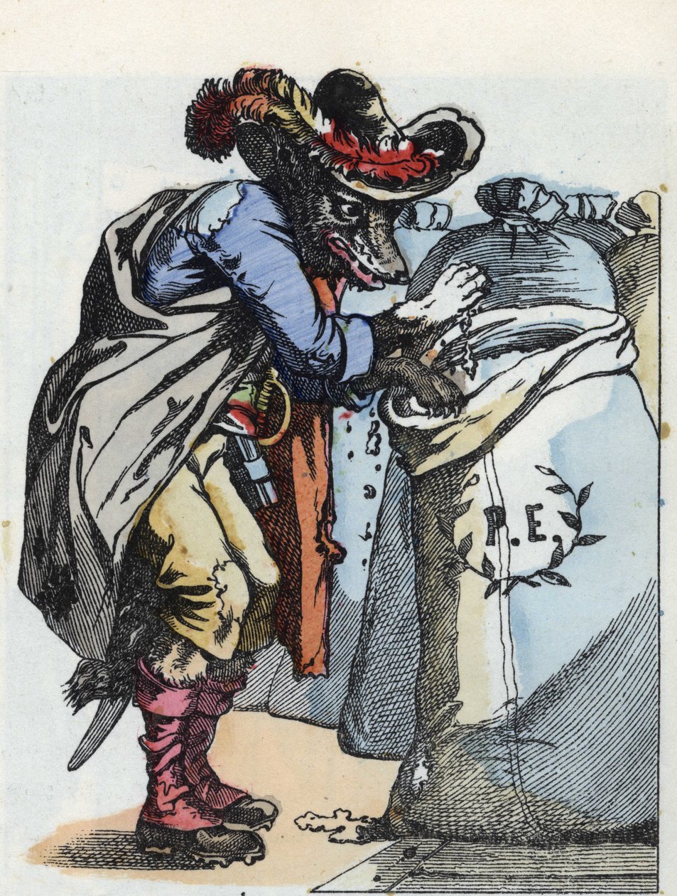 Illustrasjon av fortellingen "Compere le Loup, Maitre Renard, Comere la Chevre et ses petits biquets"" etter en fabel av Jean de la Fontaine. I "" Fortellinger fra hjemmet for de minste"". Anonym gravering fra 1800-tallet. av Unknown artist