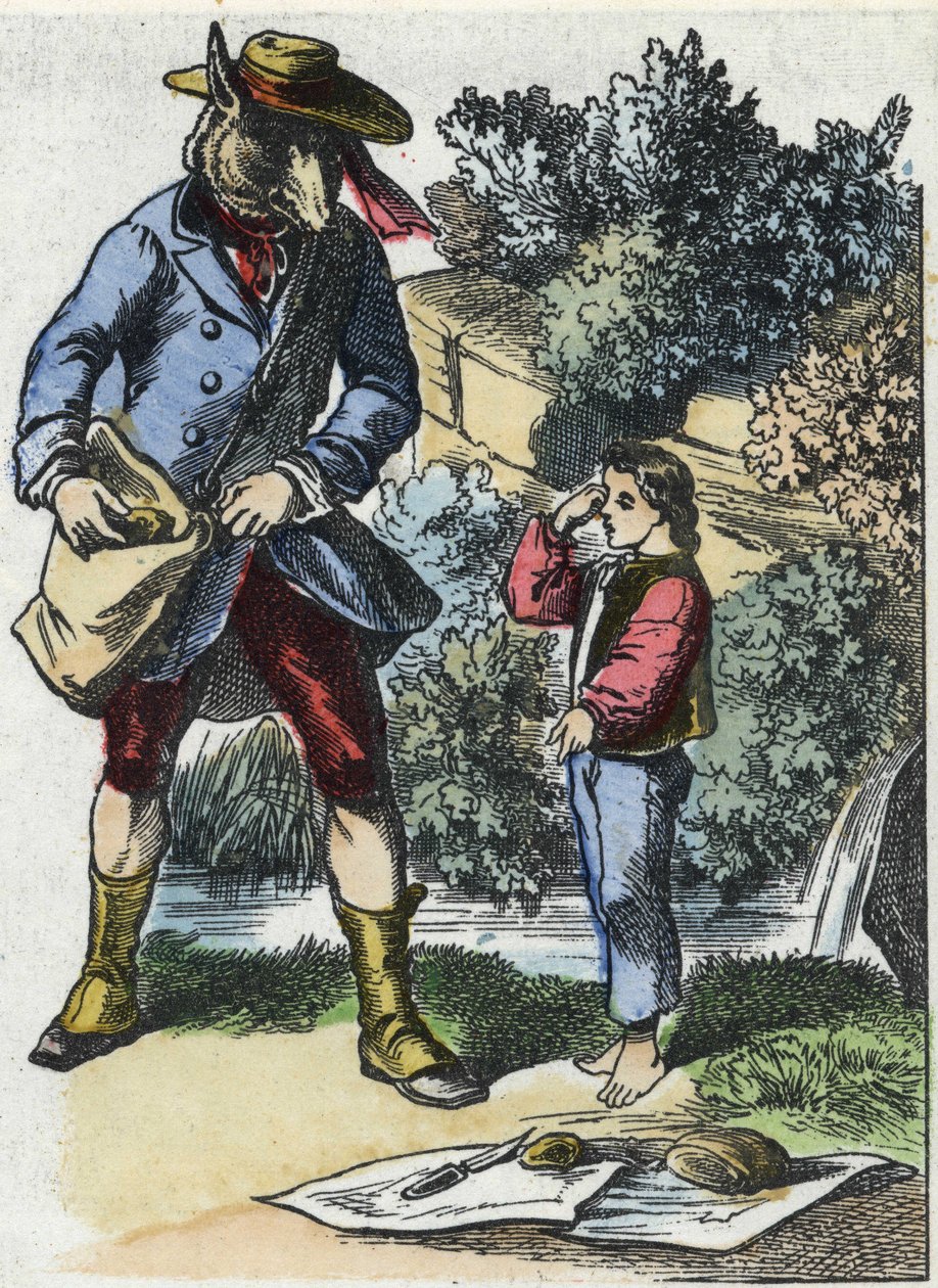 Illustration of the tale “Good Mom Sheep””. In “” Tales from the home for the little ones””. Anonymous engraving of the 19th century. av Unknown artist