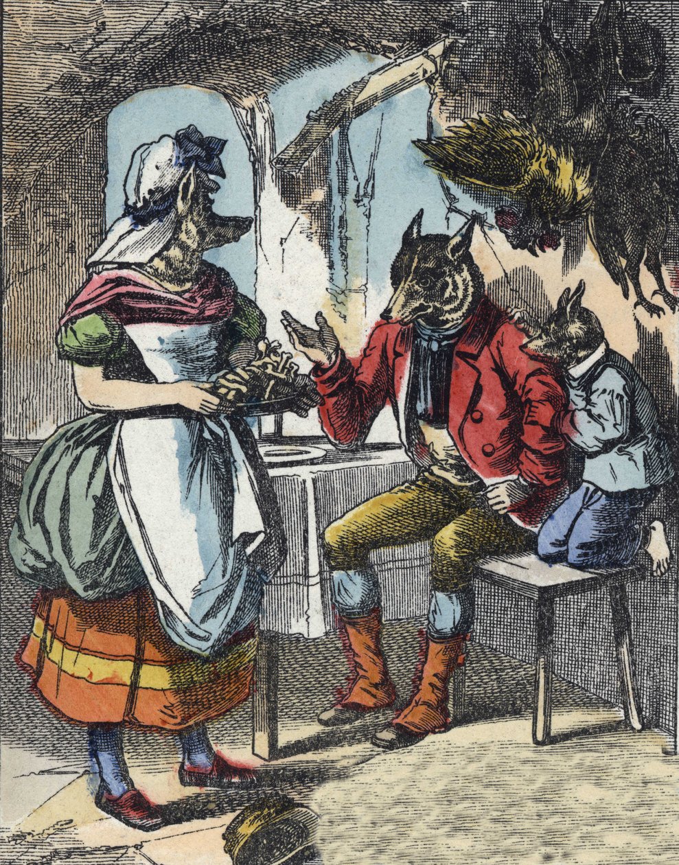 Illustration of the tale “Good Mom Sheep””. In “” Tales from the home for the little ones””. Anonymous engraving of the 19th century. av Unknown artist