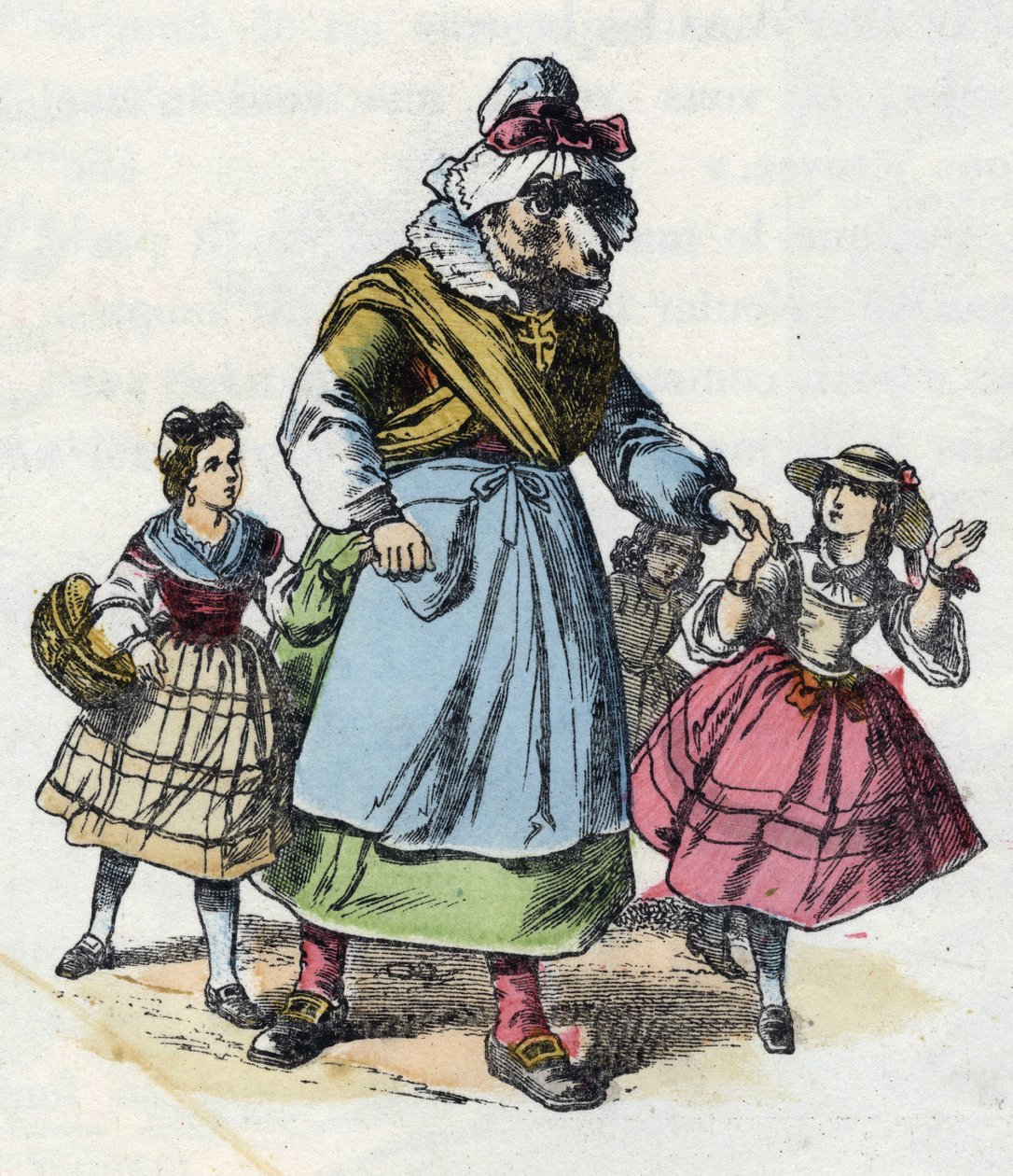 Illustrasjon av fortellingen "Good Mom Sheep"". I "" Fortellinger fra hjemmet for de minste"". Anonym gravering fra 1800-tallet. av Unknown artist