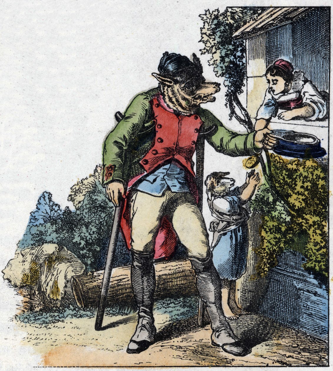 Illustrasjon av fortellingen "Good Mom Sheep"". I "" Fortellinger fra hjemmet for de minste"". Anonym gravering fra 1800-tallet. av Unknown artist