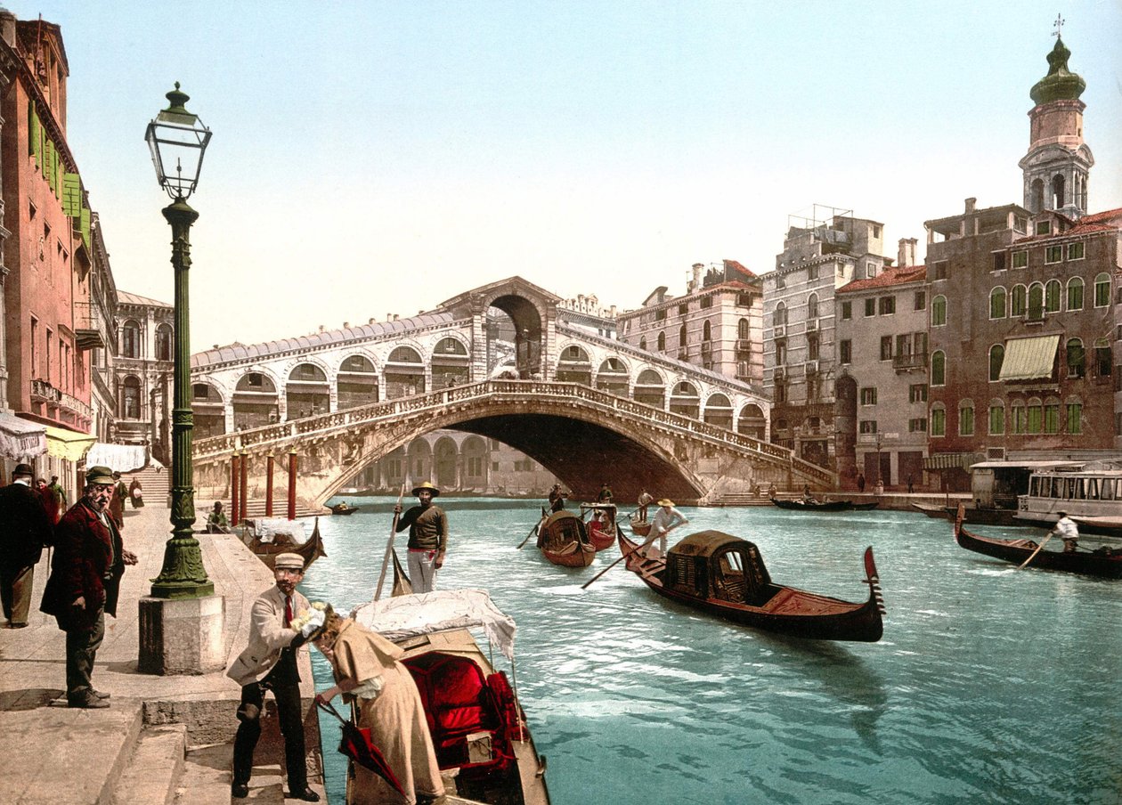 Illustration representing the Grand Canal in Venice. Photochrome from the end of the 19th century. av Unknown artist