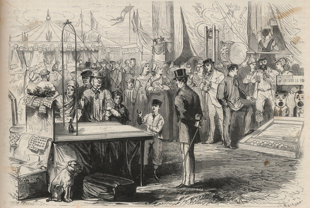 Keiserprins Eugene Louis Joseph (1856-1879) på festen i Fontainebleau. Han prøver å avkoffe en dukke ved hjelp av en ball som henger i en snor. Gravering i "The Universe illustrious" av Unknown artist