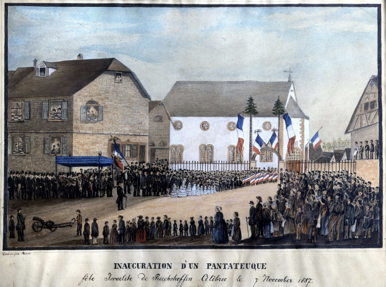 Innvielse av en pentateuk, jødisk festival i Reichshoffen feiret 7.11.1857. av Unknown artist
