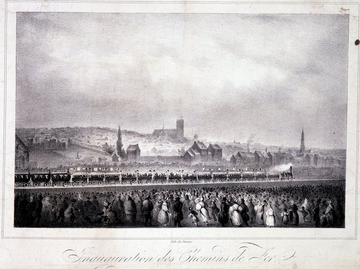 Innvielse av den belgiske jernbanen i Brussel, 5. mai av Unknown artist