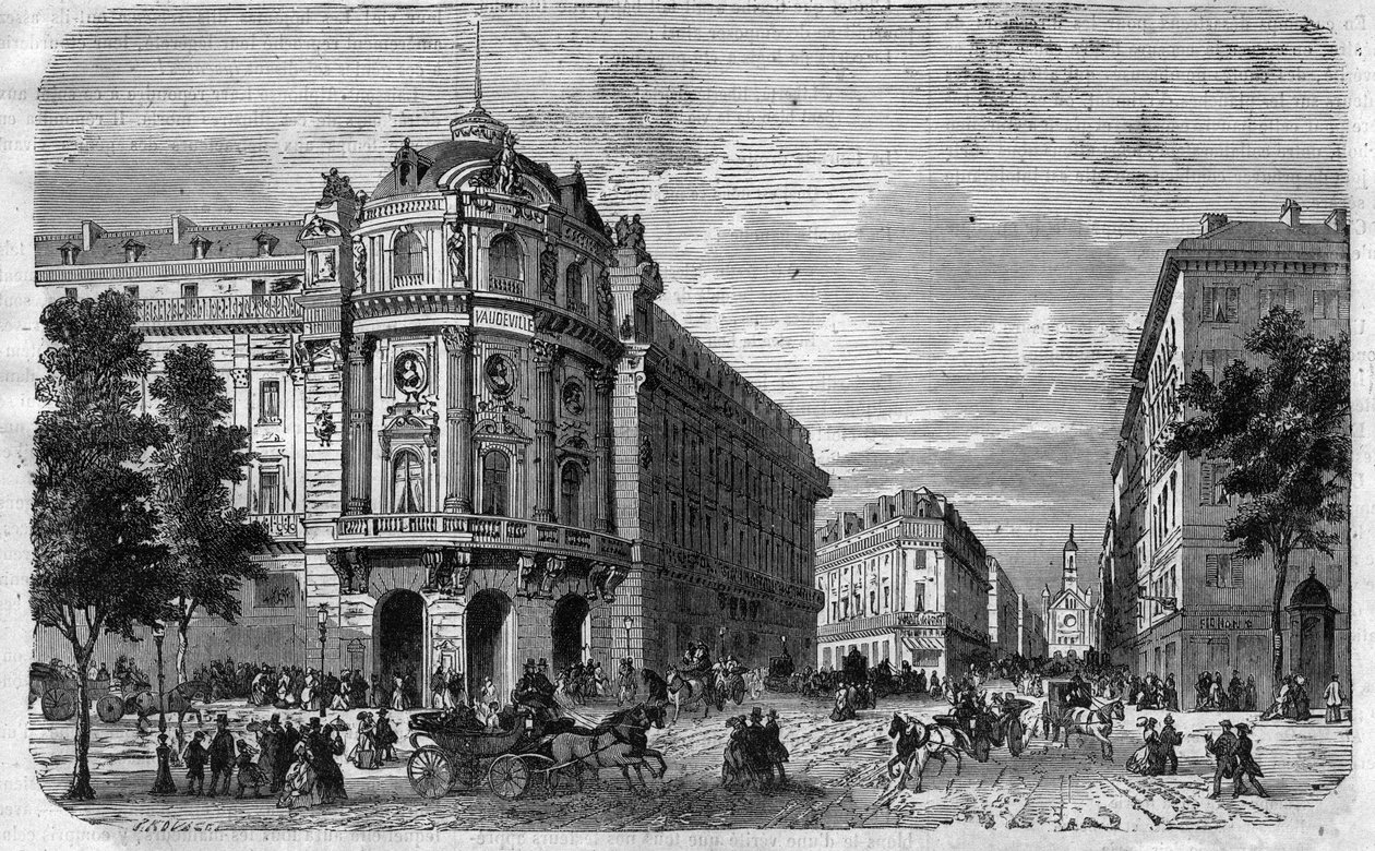 Innvielse av det nye Theatre du Vaudeville i Paris, på hjørnet av Boulevard des Capucines og Chaussee d