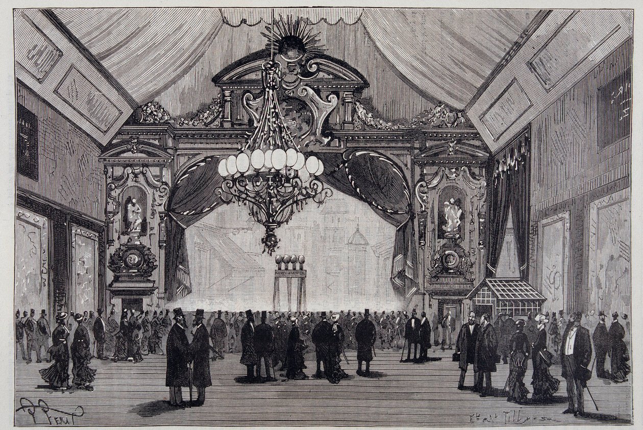 Glødebelysning på Electricite-utstillingen: Werdermann-lysekronen i teatersalen - i "Nature" av Unknown artist