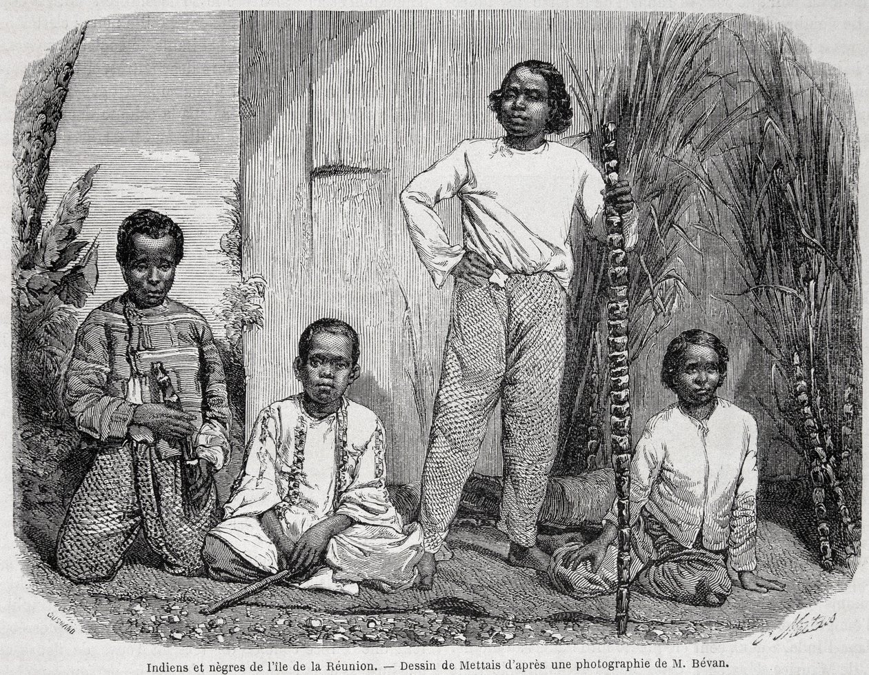 Indianere og negre fra Réunion Island - i "" Le Tour du Monde"" av Unknown artist