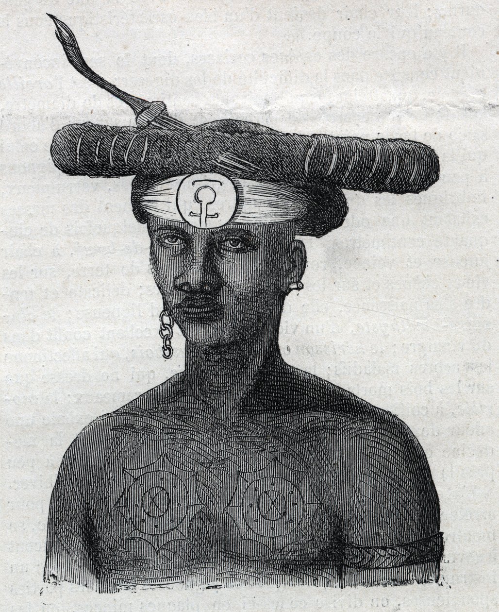 Indigenous people of New Guinea (New Guinea): inhabitant of the Arfaque Mountains. Engraving in “” L