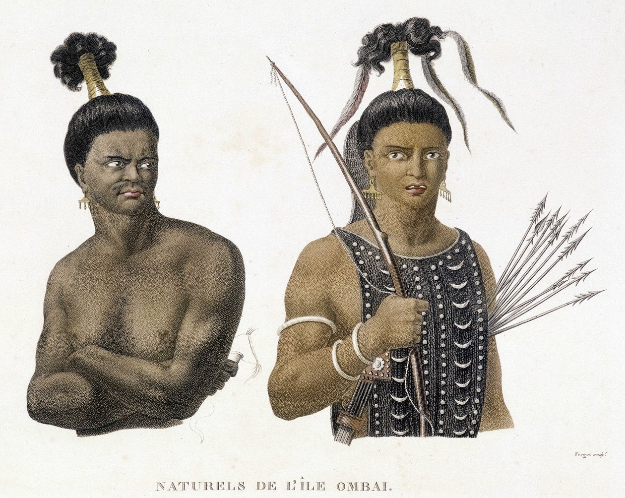 Urbefolkningen på Ombai Island. av Unknown artist