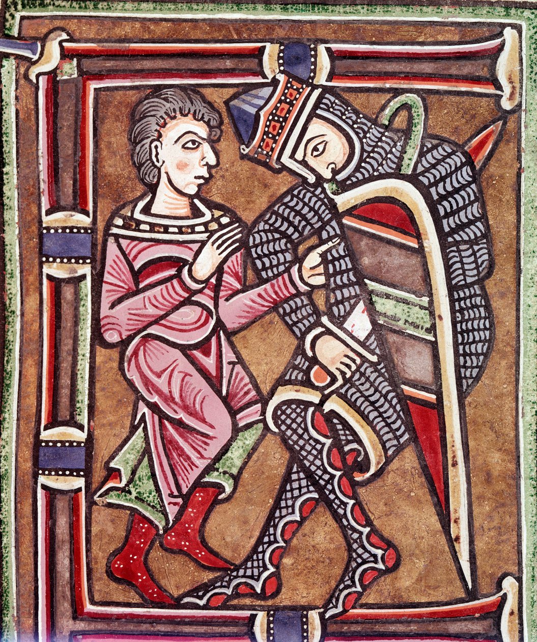 Forbokstav E med David og Uria, ektefelle til Batseba (miniatyr av Unknown artist