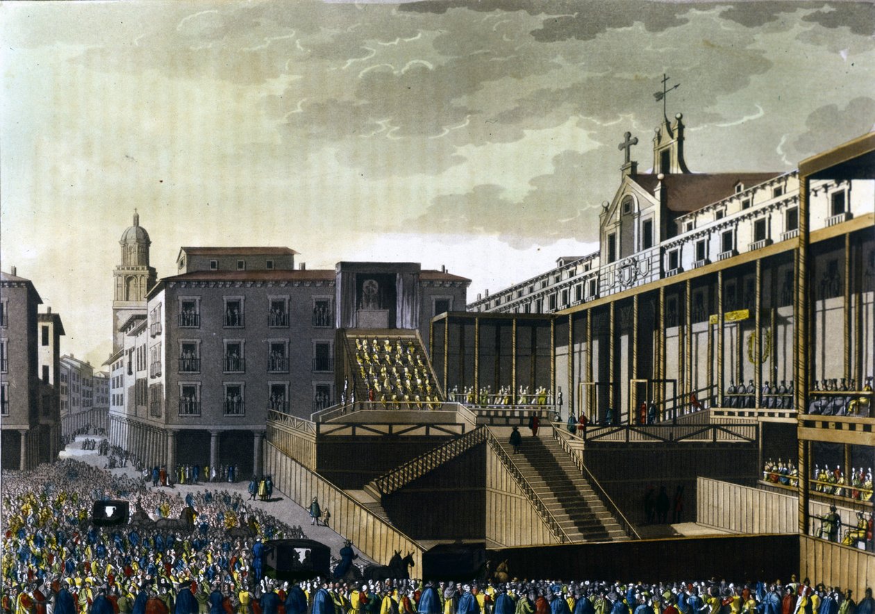 Inkvisisjonsscene på det offentlige torget i Burgos, Spania. Det 16. århundre. av Unknown artist