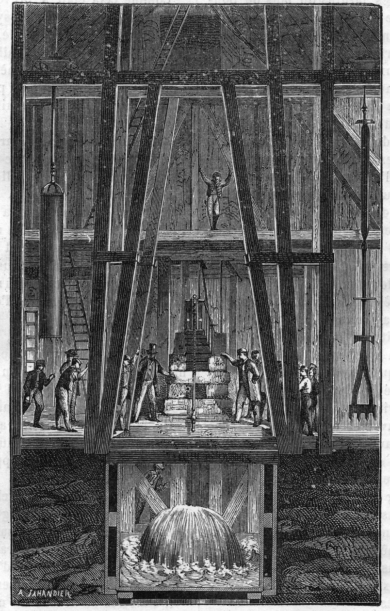 Interieur du well artesien de Passy en 1888 in “” le journal de la Jeunesse “” de 1888. av Unknown artist