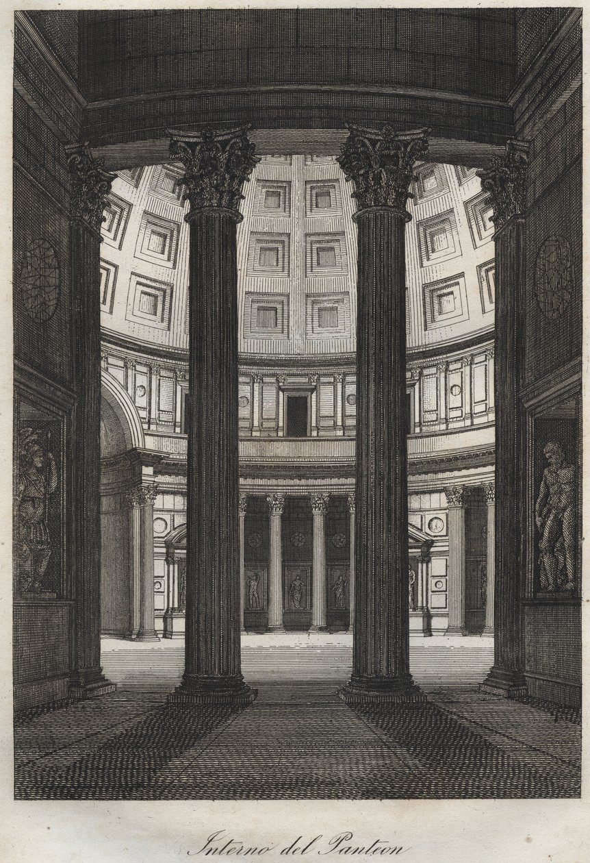 Interiør av Pantheon, Roma - gravering fra "" skikker og tradisjoner til alle folkeslag i universet. Det vil si historien om regjeringen, lovene, militsen, om religionen til alle nasjoner fra de fjerneste tider til i dag "1856 av Unknown artist
