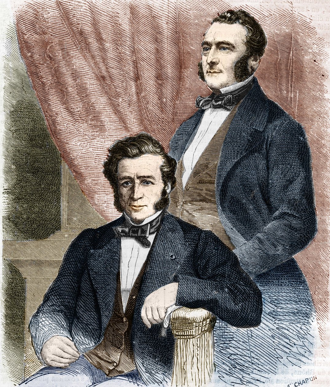 Isaac (1800 - 1875) og Emile (1806 - 1880) Pereire, grunnleggerne av Societe de Credit Mobilier og Compagnie Generale Transatlantique av Unknown artist