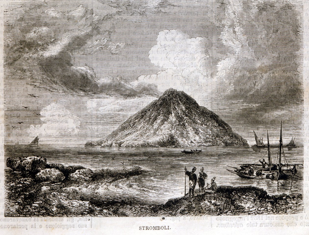 Øya Stromboli på 1800-tallet. av Unknown artist