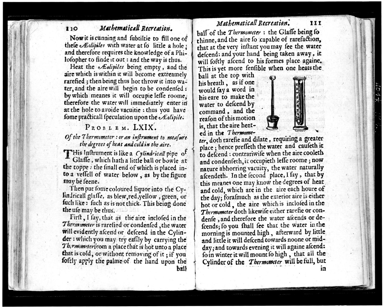 Italienske og nederlandske termometersider fra "" Mathematics Recreations"" av Jean leurechon (1591-1670) 1653 av Unknown artist