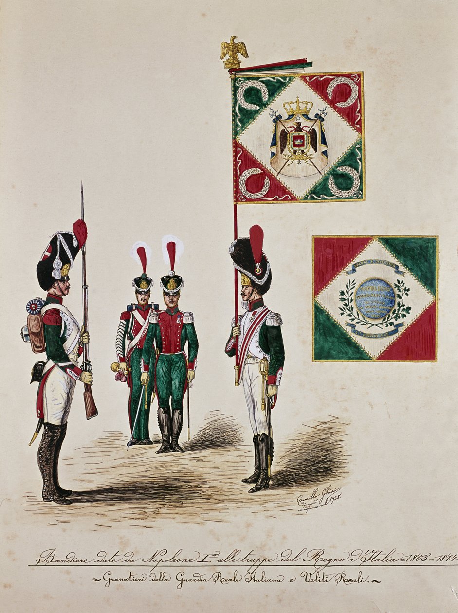 Italiensk hærflagg på tidene til Napoleon I (gravering av Unknown artist