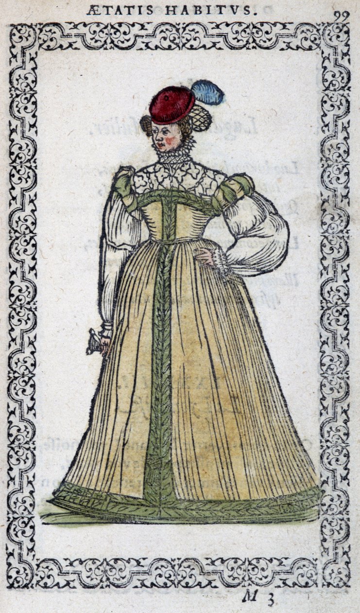 Italiensk kvinne - i "" Habits et effigies"" av Jean Sulperius av Unknown artist