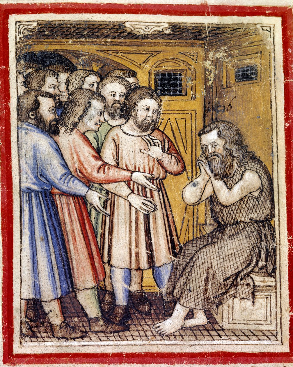 Jacob sørger over forsvinningen av sønnen Joseph Miniature fra Codex 212 (eller Padovan eller Bible of Padua) 1390-1400 Rovigo, Accademia dei Concordi av Unknown artist